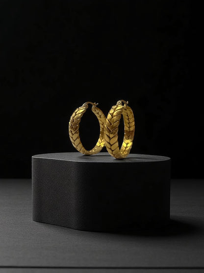 Bold Braid Gold Hoops