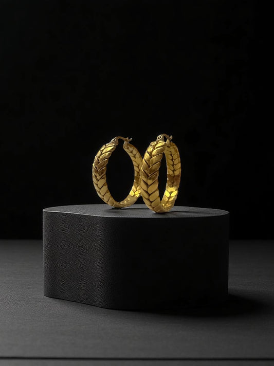 Bold Braid Gold Hoops