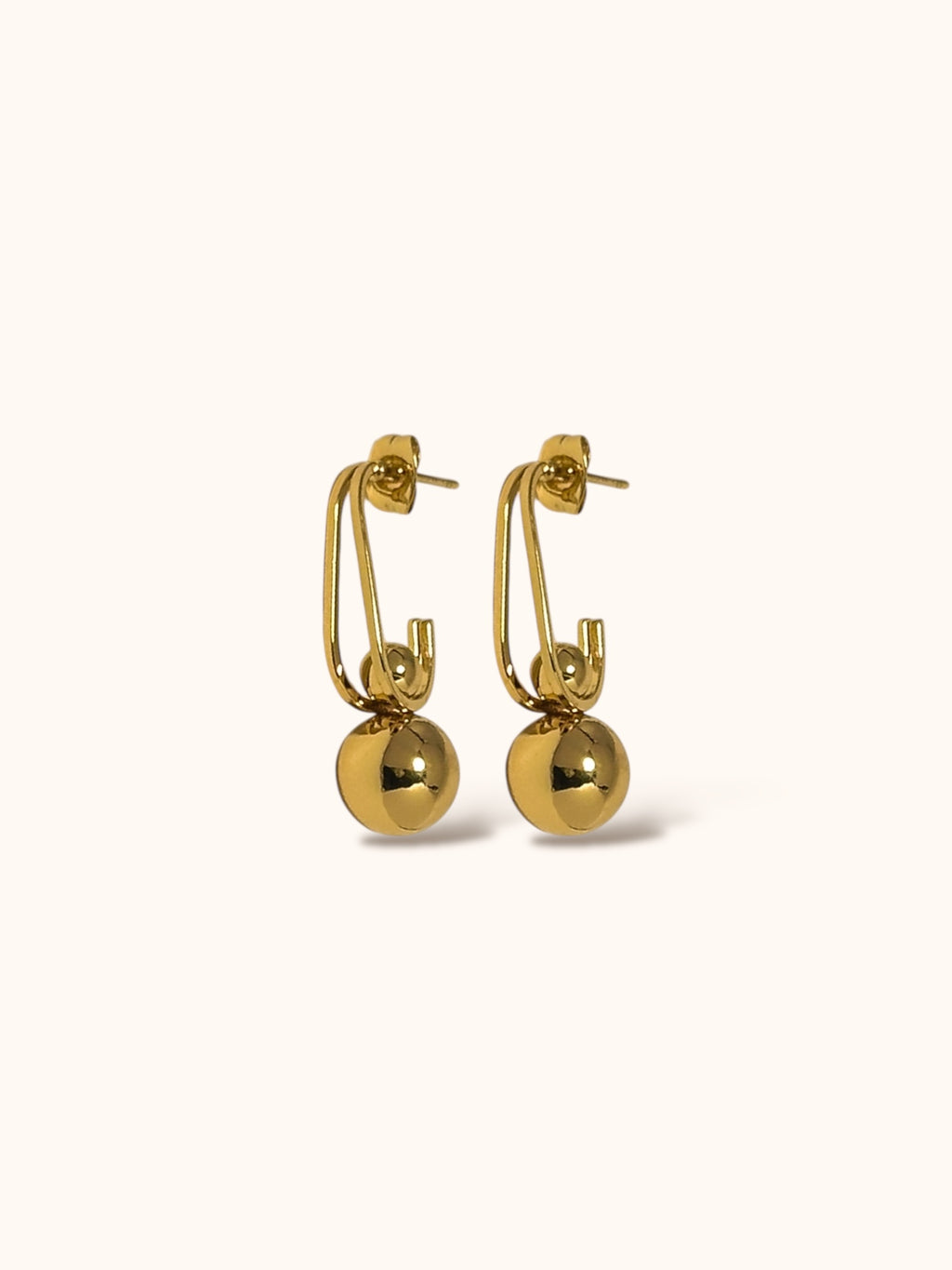 “Aurelia Drop Earrings – gold-plated minimalist dangle earrings with smooth orb design”

