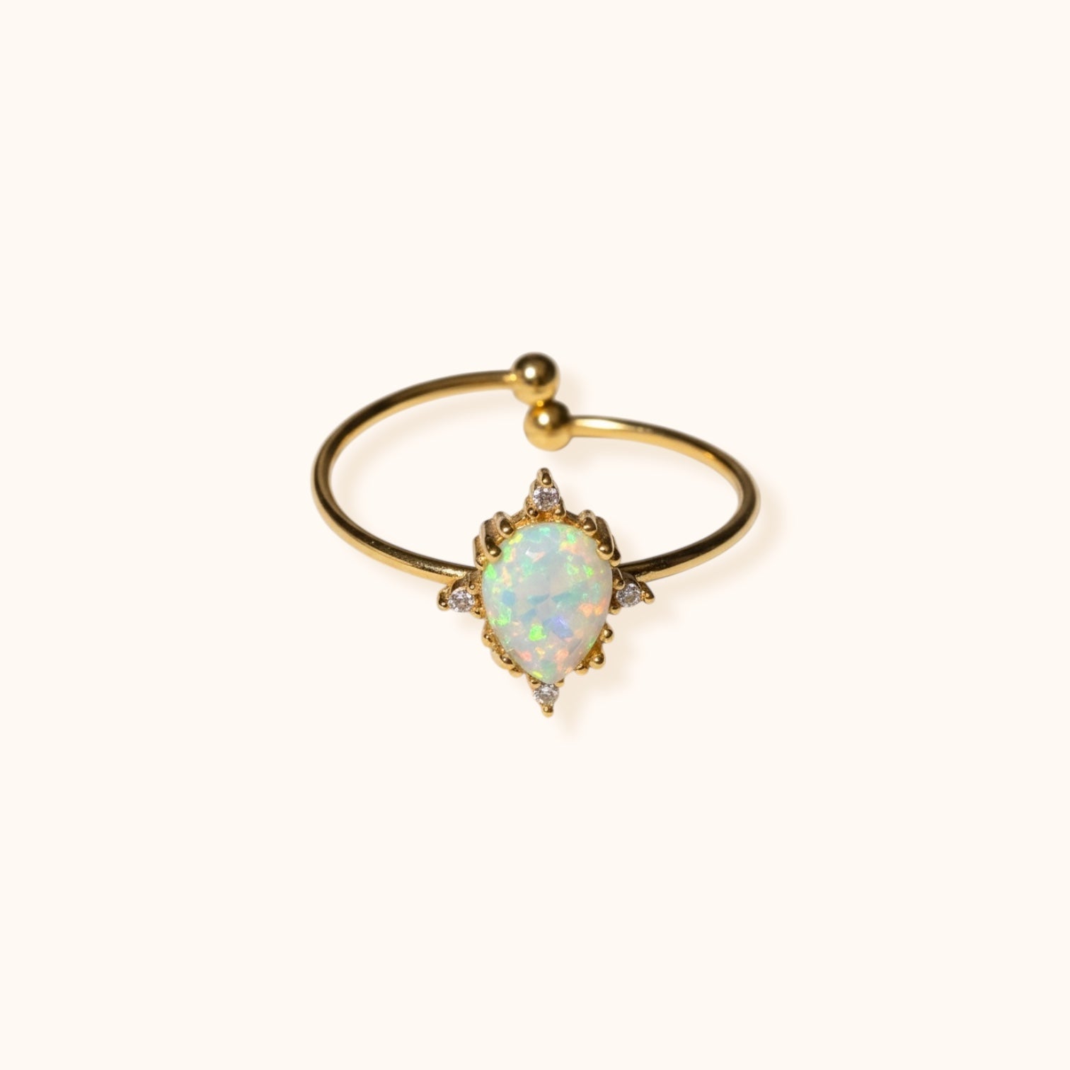 Minimalist gold ring with teardrop opal