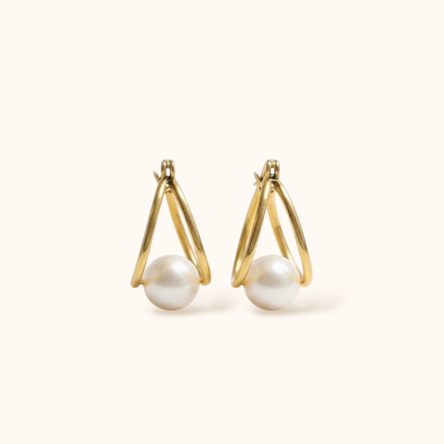 “Clair Pearl Hoops lightweight everyday gold earrings for women”
