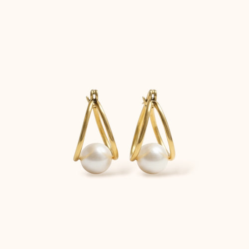 “Clair Pearl Hoops lightweight everyday gold earrings for women”
