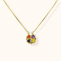 Colourful clover gold necklace close-up