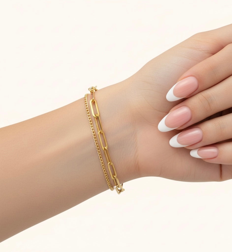 Minimalist layered gold bracelet