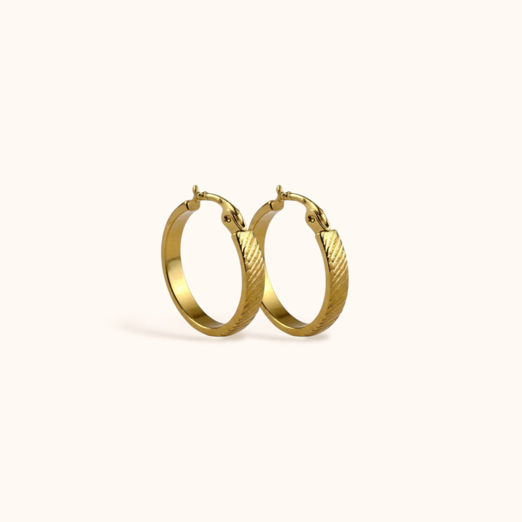 Essential Hoops gold plated medium textured hoop earrings