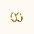 Essential Hoops gold plated medium textured hoop earrings