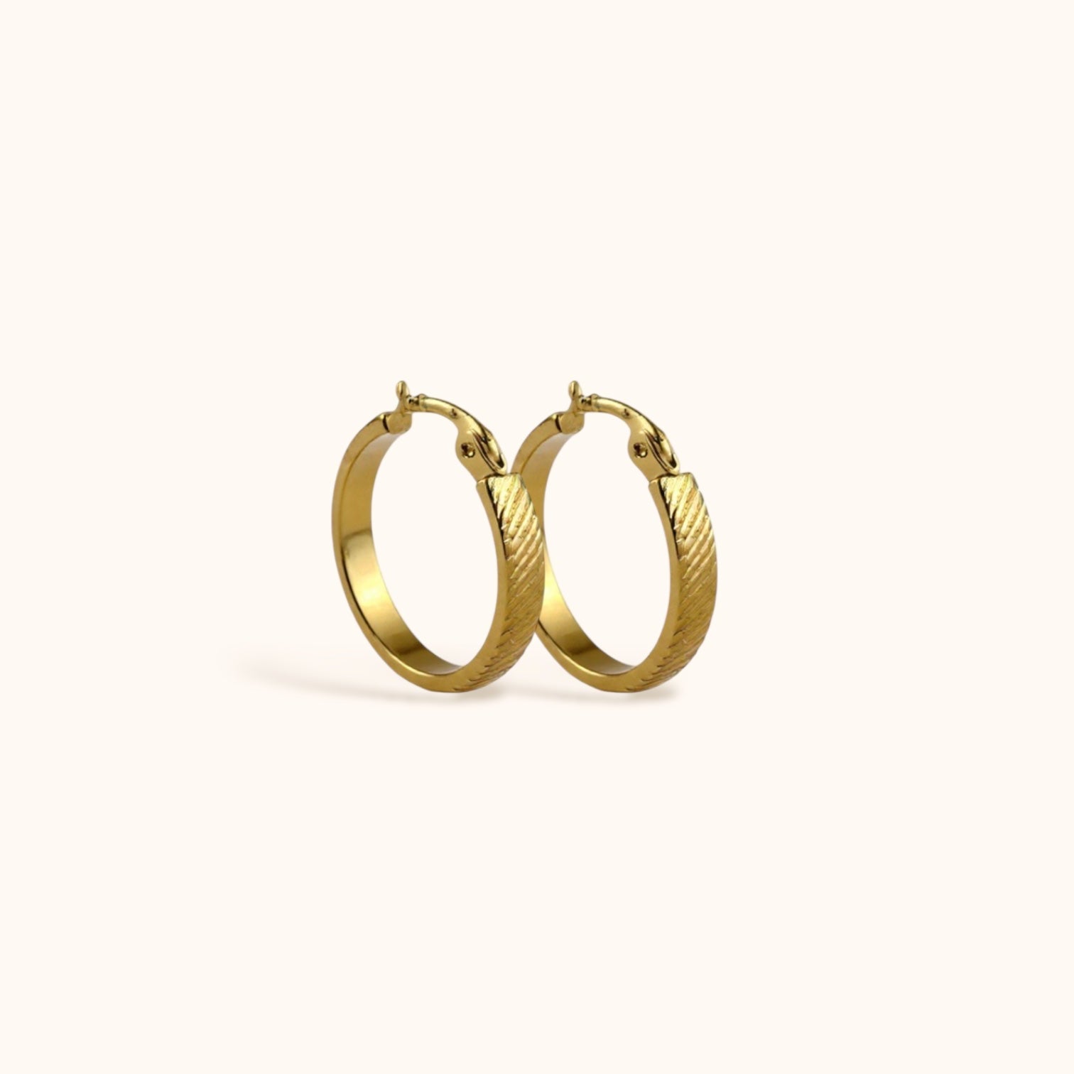 Essential Hoops gold plated medium textured hoop earrings