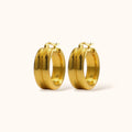 Gold-plated Duet Hoops large earrings with double-hoop illusion on neutral background