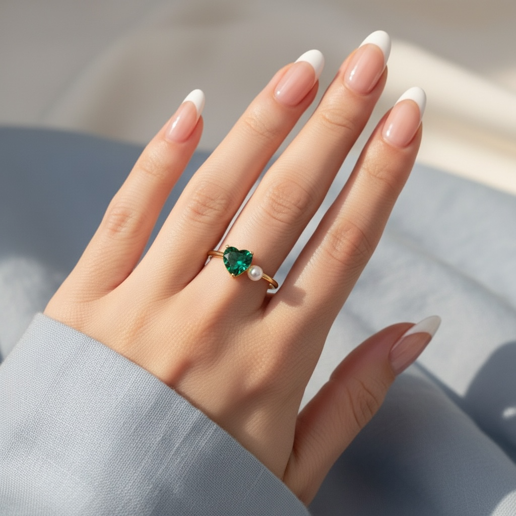 Pearl Heart Ring with Adjustable Band
The Heart of Pearl ring showing its adjustable band, ensuring a perfect fit for all finger sizes.
