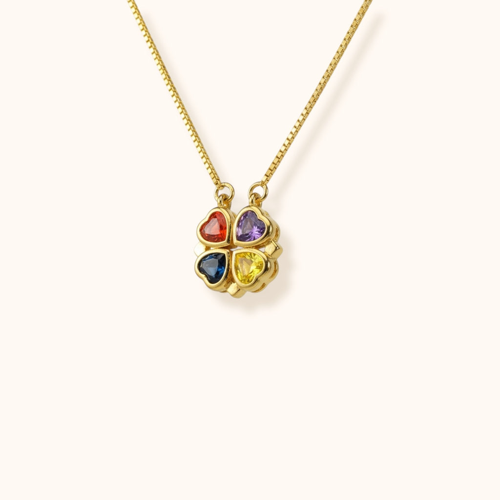 Khlover Necklace gold plated colourful four-leaf clover pendant