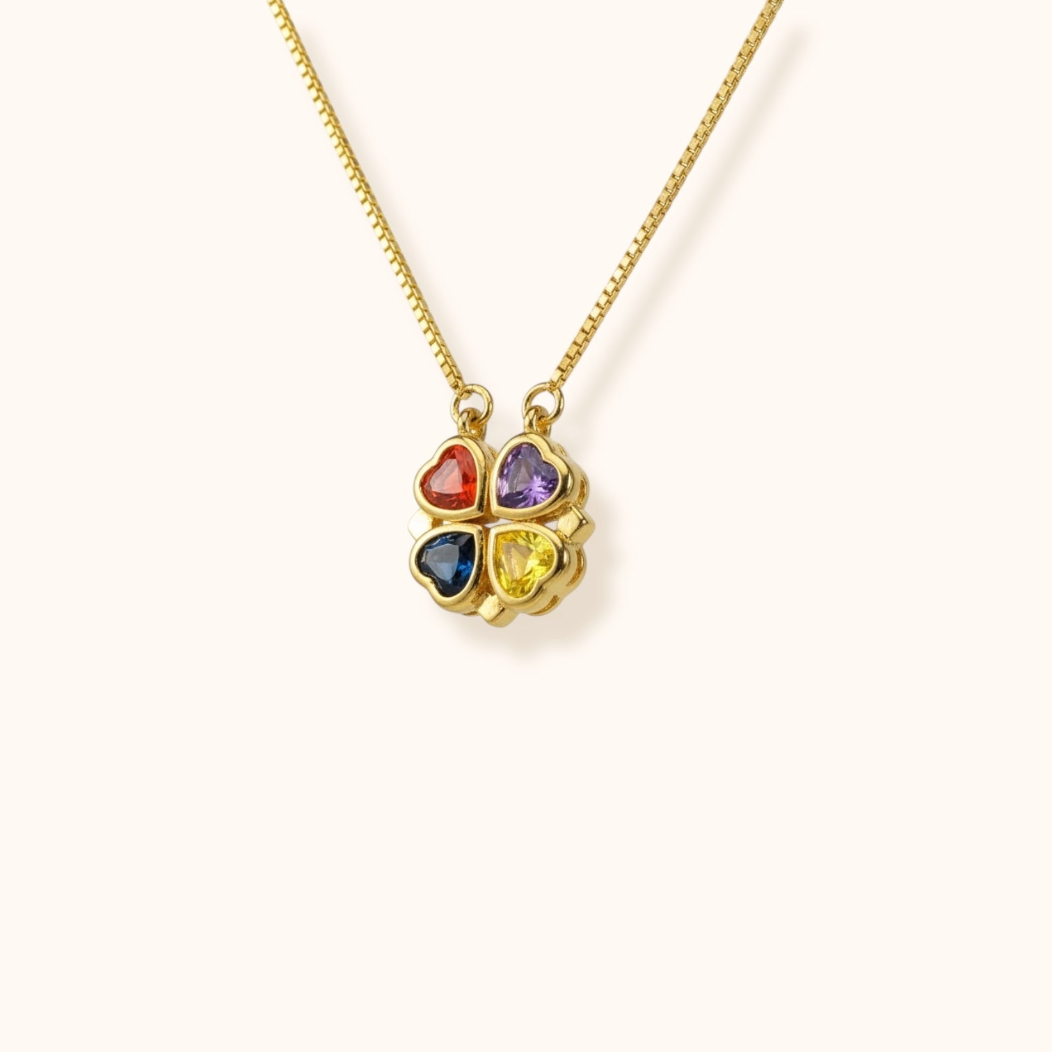Khlover Necklace gold plated colourful four-leaf clover pendant