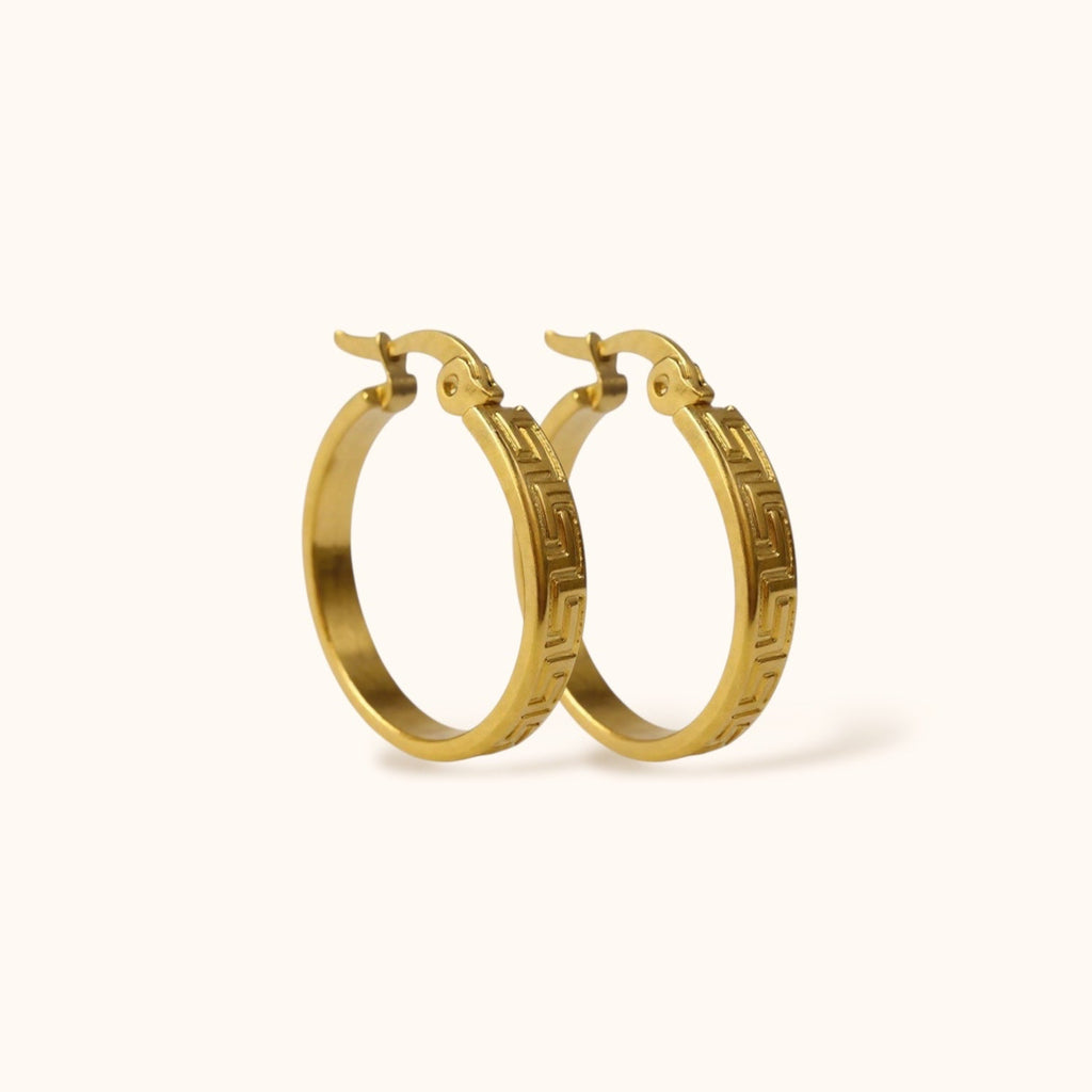 Ridge Hoops gold plated patterned hoop earrings