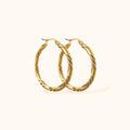 Minimalist twist trendy large  gold hoop earrings for layering