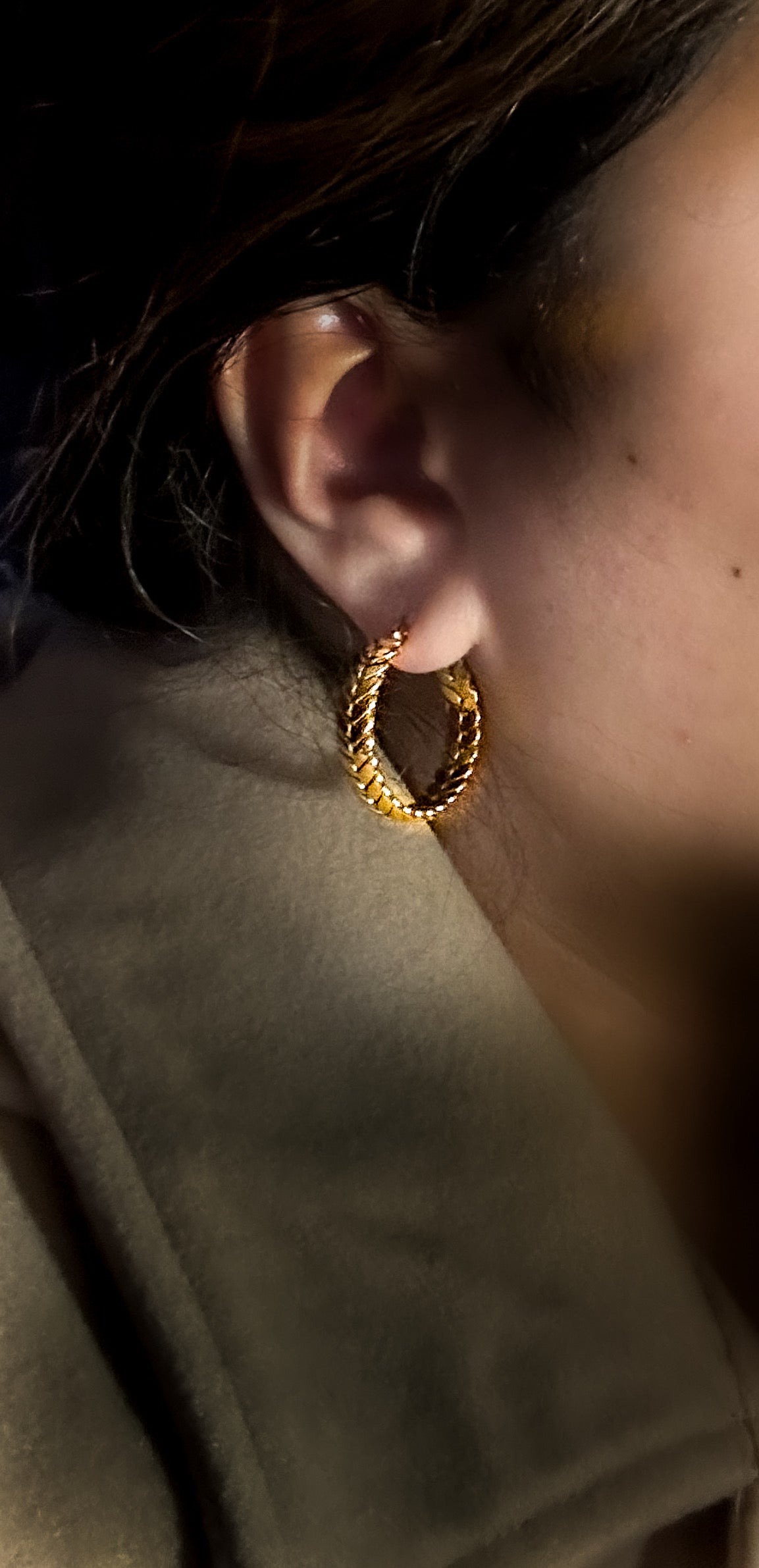 “Vela Braid Hoops – medium gold-plated braided hoop earrings”