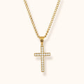 Halo Necklace gold-plated cross pendant with zircon accents