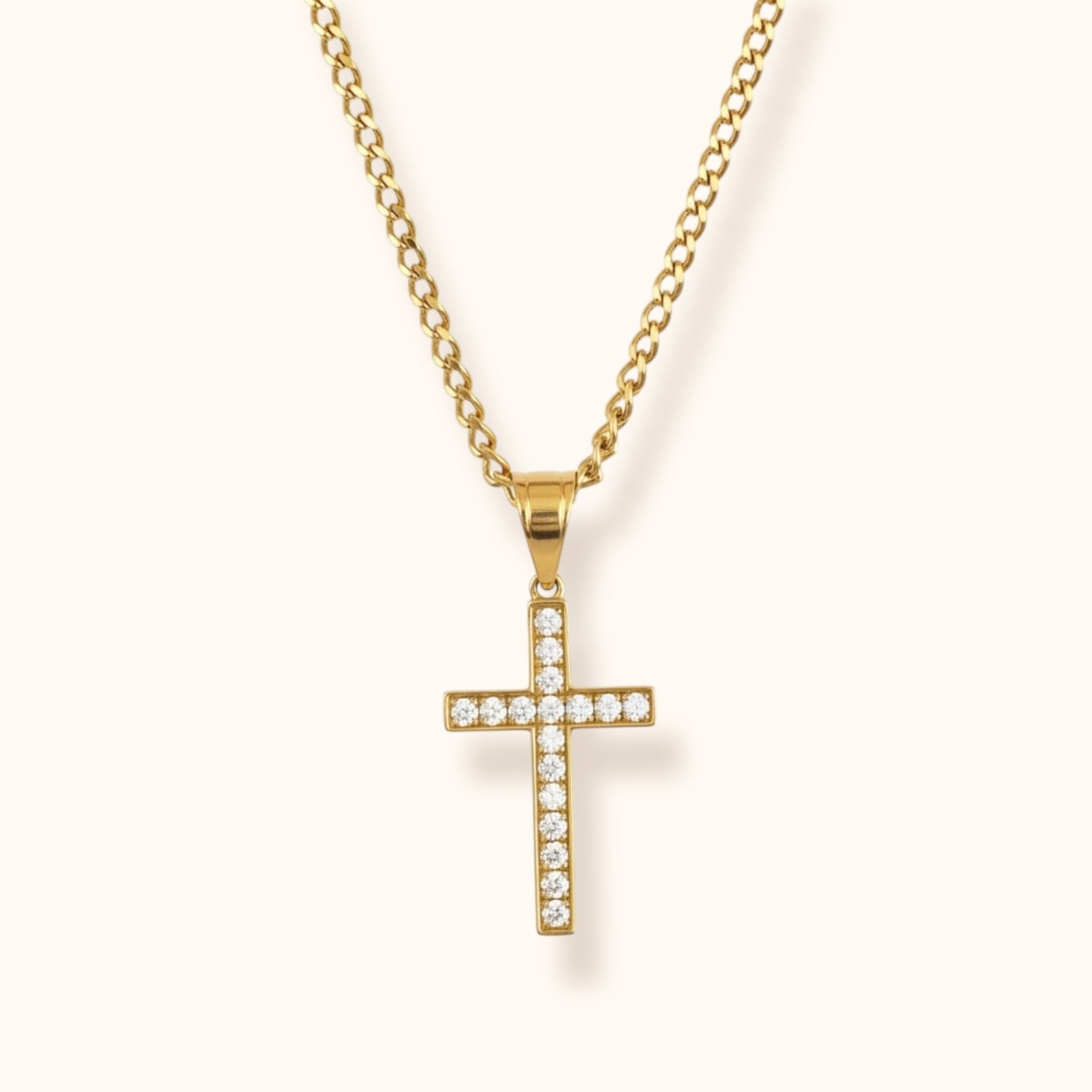 Halo Necklace gold-plated cross pendant with zircon accents