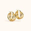 gold medium interlaced hoop earrings for everyday wear